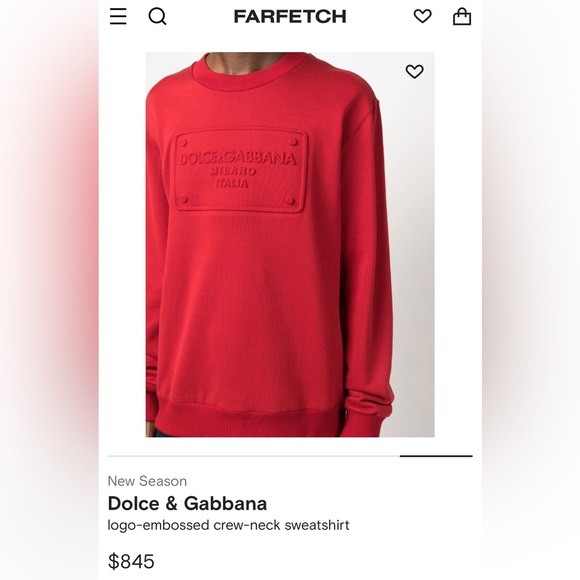 EUC Men’s X-Small (Italian Size 44) Dolce & Gabbana Logo-embossed Sweatshirt Red - Picture 3 of 16